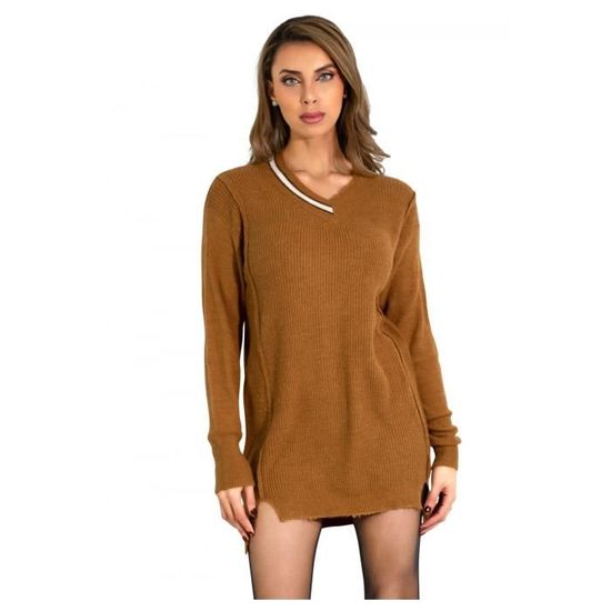 Pull Femme Luxe En Polyester Marron - Manches Longues - Taille S - état Très Bon