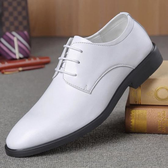 Chaussure mocassins homme Blanc cuir PU Mariage Derby sport ceremonie soiree costume Blan Cdiscount Chaussures