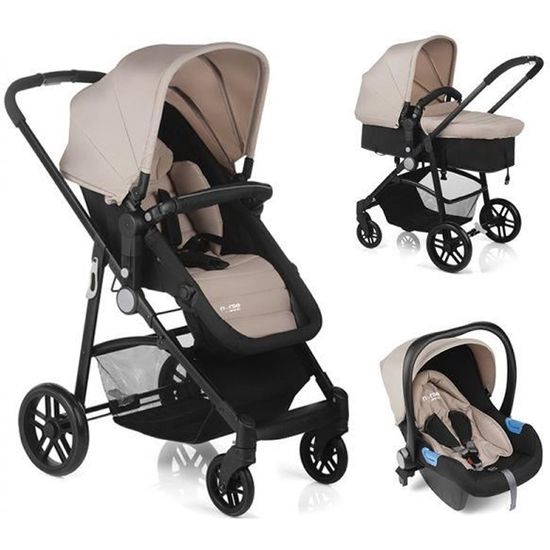 Poussette 3 en 1 Nurse Roller Coque Click Beige Noir Cdiscount Puericulture Eveil bebe