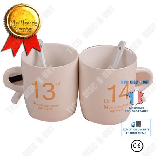 TD® 1314 marque couple tasse à eau en céramique double tasse avec