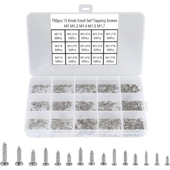 Kit de 860 petites vis noires pour ordinateur lunettes et disque dur SSD M1. 2 à M3 - Bricolage