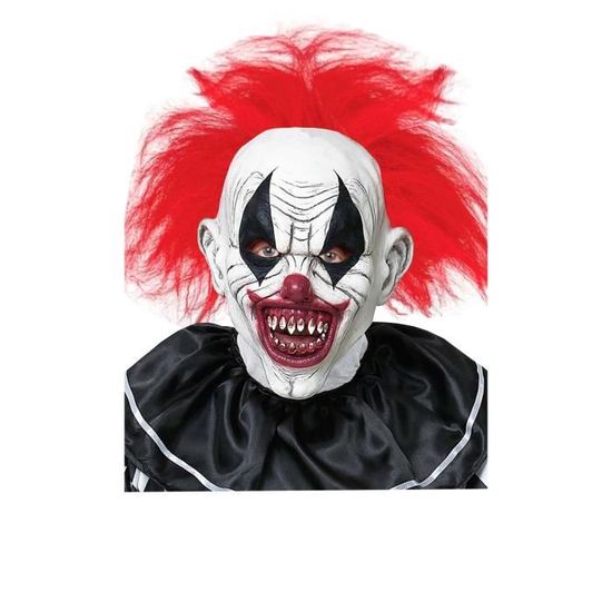 Masque Clown Terrifiant En Latex Rouge Et Blanc – Pour Adulte, Halloween Et Soirées Horreur | Cheveux Rouges, Bouche Ensanglantée, Design Effrayant