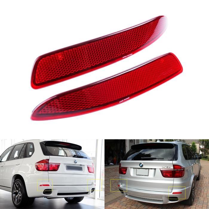 ANGRONG 2x Catadioptre pare-chocs arrière réflecteur Rouge pour BMW X5 E70 2006-10, M-Sport LCI 2010-2013