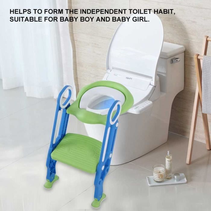 Rehausseur toilettes Siège de Toilette Enfant bébé réglable pliable - bleu + vert