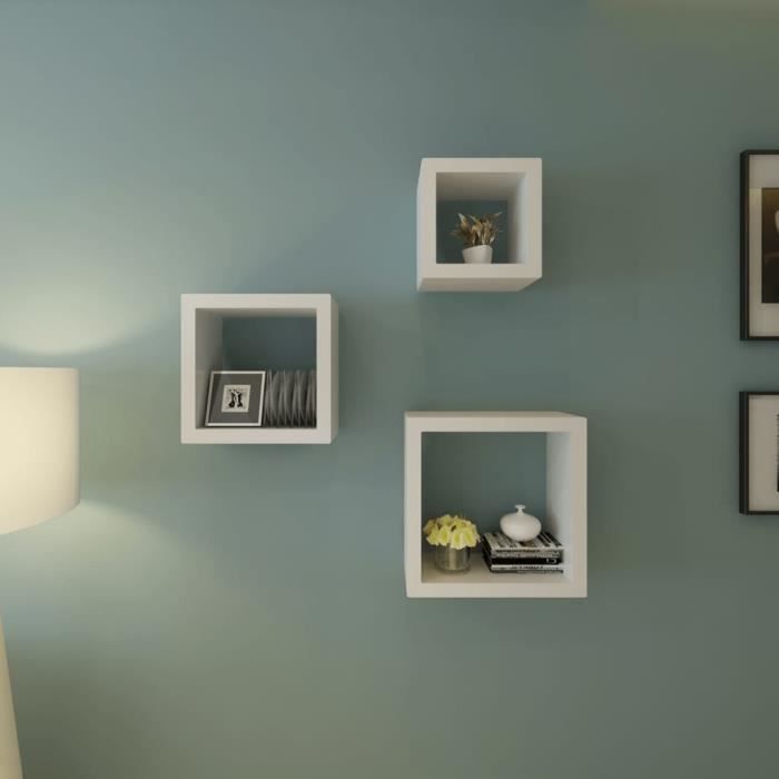 BOI® Etagères Design Murale 3 Cubes blanc