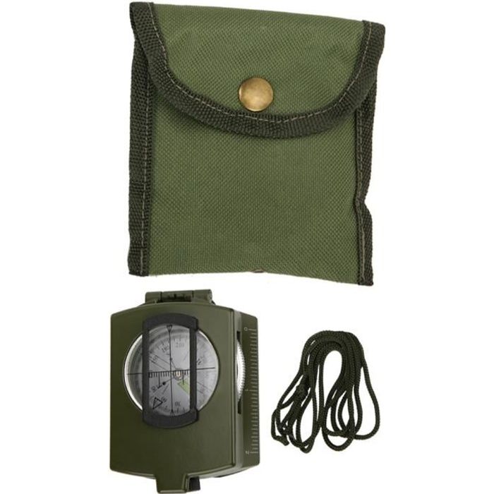 Boussole Compas multifonctionnel américain prismatique lenticulaire de haute précision portatif extérieur (vert armée)