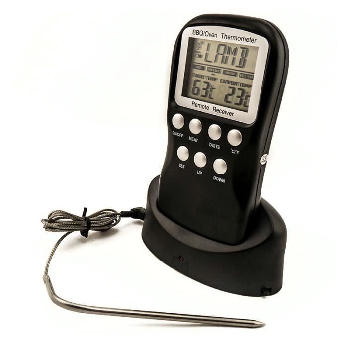 Thermomètre à viande numérique Télécommande sans fil Cuisine sonde alimentaire Thermomètre Minuteur de cuisson BBQ Meat Receiver & T