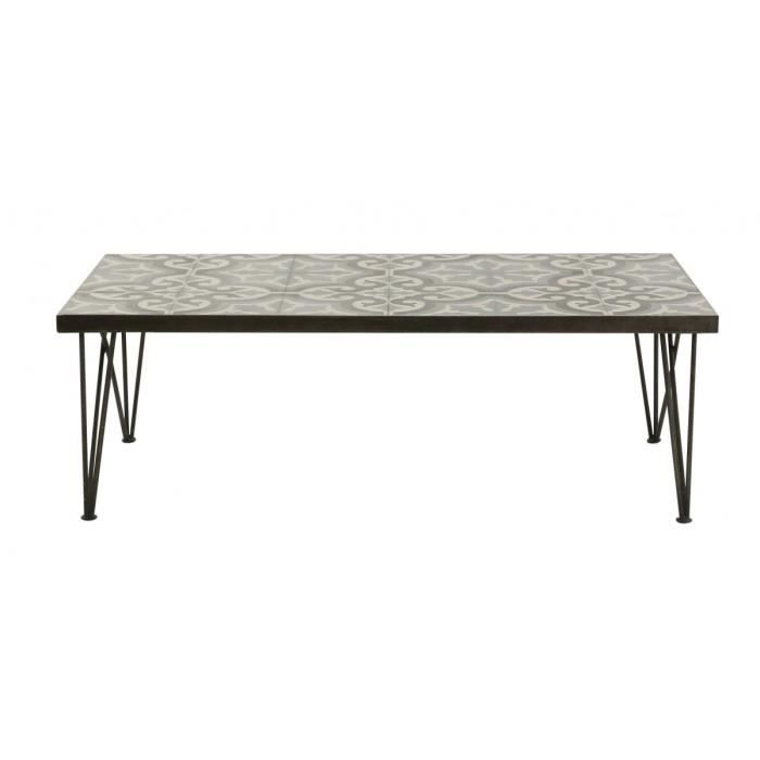 Table basse carreaux de ciment et metal 120 cm Chic