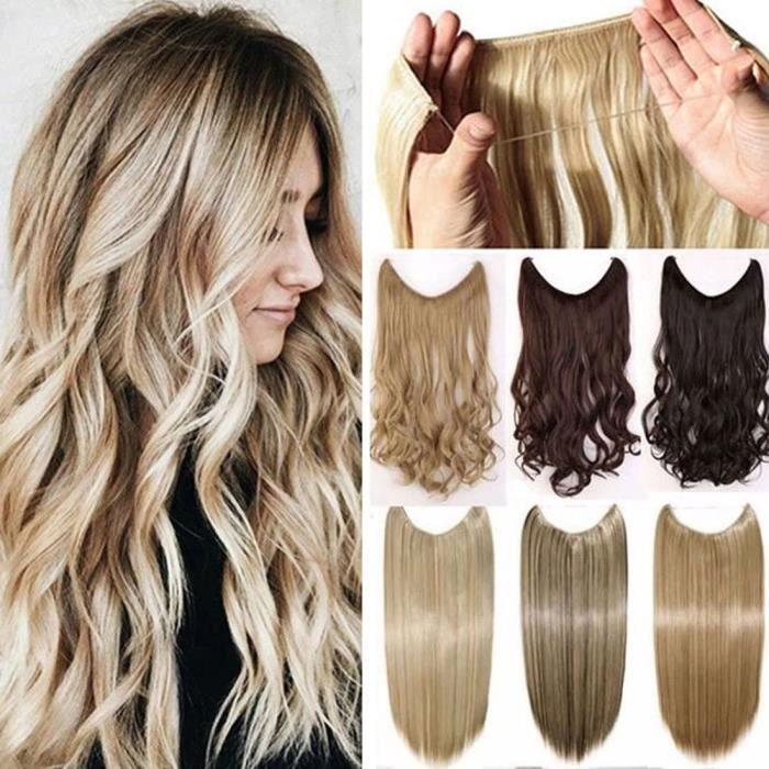 Extensions de cheveux Mode extensions cheveux naturel clips cable extension des cheveux 50 cm boucle frisé, blond de bla 313266