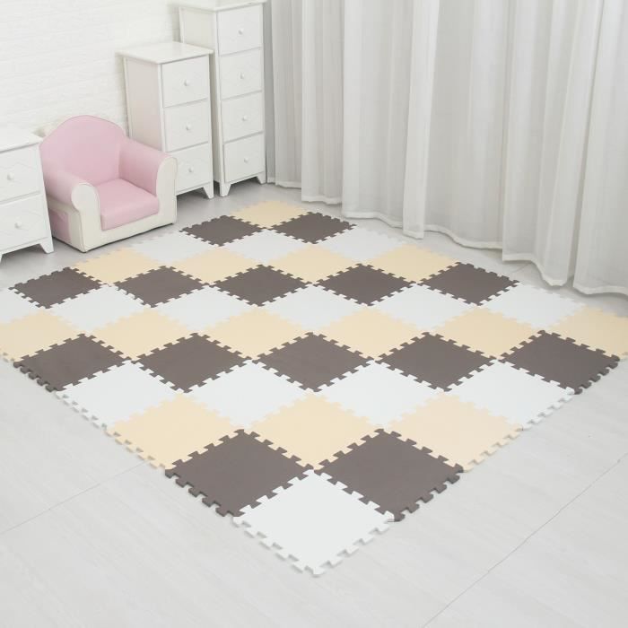 Tapis d'éveil,MQIAOHAM bébé EVA mousse jeu Puzzle tapis 18 pièces-lot noir et blanc exercice de - Type white coffee beige-18 pieces