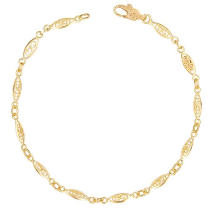 Bracelet Or Jaune Maille Filigrane - Femme