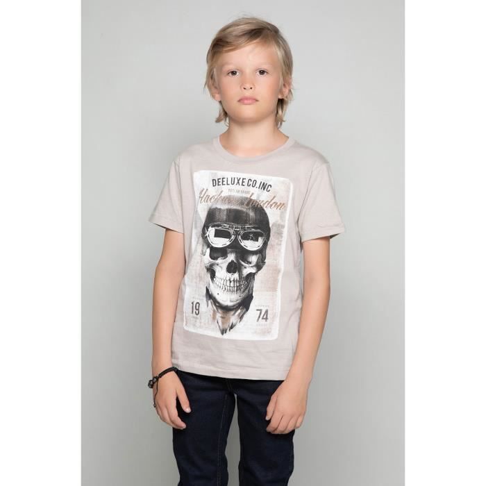 DEELUXE T-shirt photo tête de mort CLEM Mastic