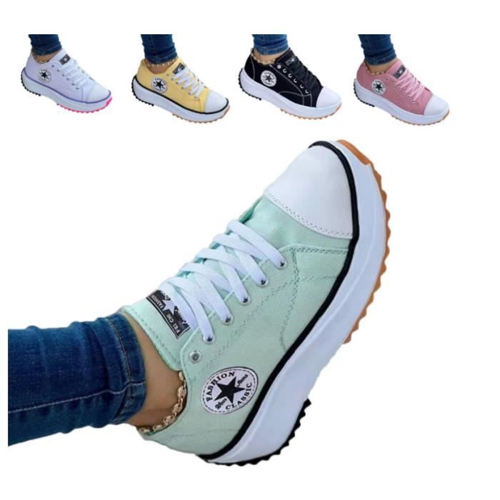 2022 Canvas Shoes Women Fashion Trainers, Femmes Plate-Forme Baskets Femme Chaussures Décontractées Compensées Formateurs Respirants