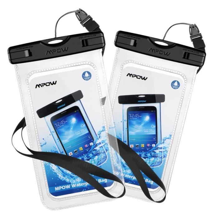 MPOW Pochette Étanche Smartphone 2PCS Sac étanche IPX8 - Noir