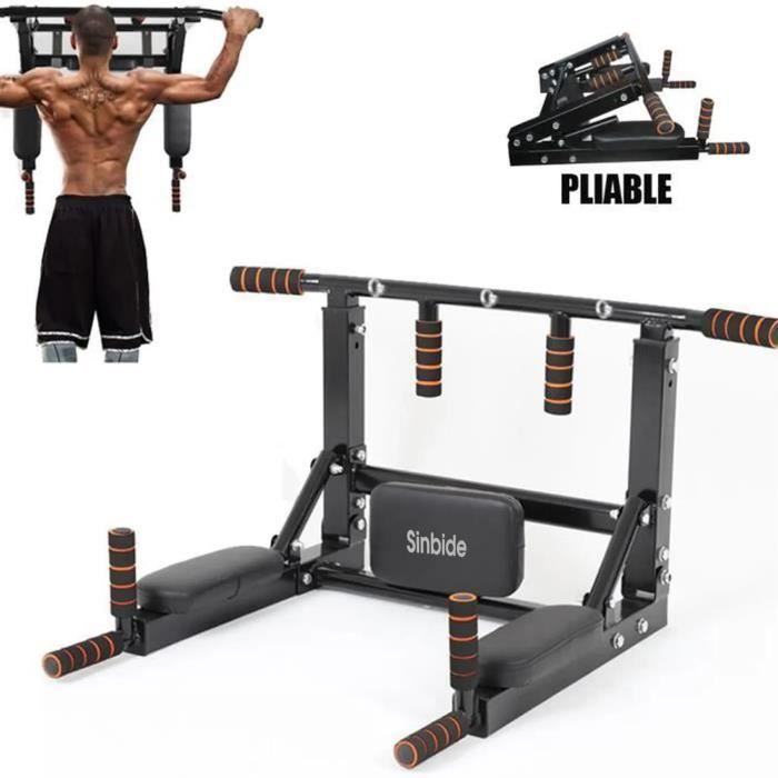 SINBIDE® 2 EN 1 Barres de Traction Murale Barre de Fitness Fixation plafond Exercices Pull Up Bar PLIABLE 150kg