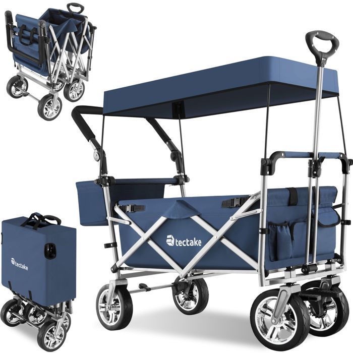 Chariot de jardin à main pliable Nico avec sac de transport capacité de charge 80kg - bleu
