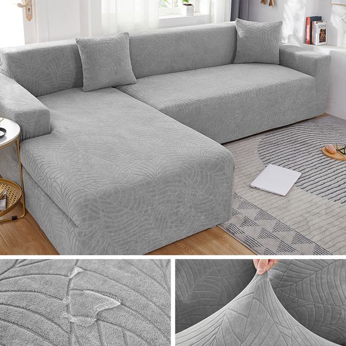 Housse de canapé - Jacquard épaisse - Gris clair - 2 sièges - Non déhoussable