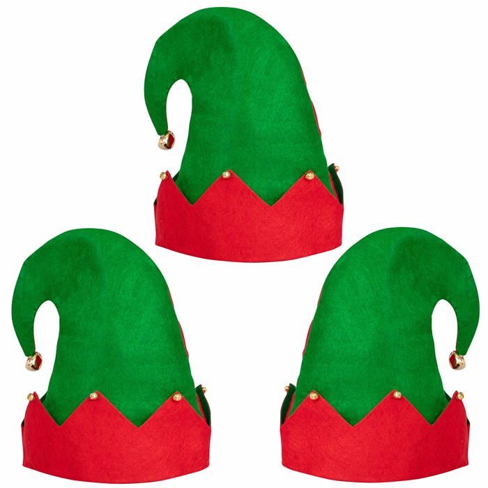 Chapeau en feutre delfe de noël 3 paquets cloches Jingle Costume de fête de noël cadeaux accessoires1