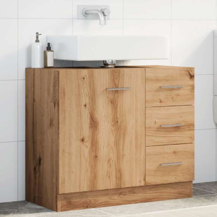 vidaXL Armoire dévier chêne artisanal 63x30x54 cm bois dingénierie armoire de lavabo de salle de bain meuble de lavabo 858324