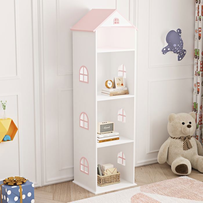Étagère enfant Vipsali 140 x 40 x 35 cm blanc rose Étagère enfant Vipsali 140 x 40 x 35 cm blanc rose