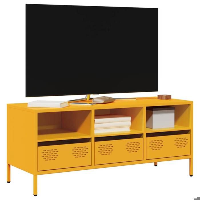 SALE 2025Armoire Basse Télé - Meuble TV jaune moutarde 1015x39x435 cm acier laminé à froid2162 Kg 3247