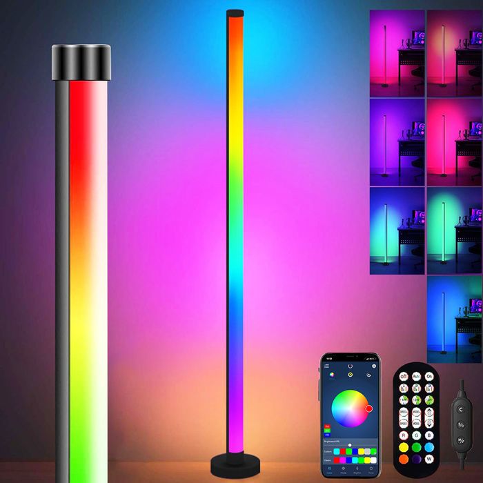 LED Lampadaire RGB dAngle sur Pied Salon 122cm Lampe avec APP Contrôle et Télécommande Musique Sync pour Salon/Chambre/Fête