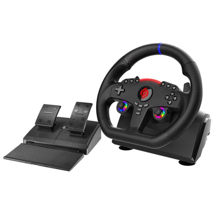 Volant Superdrive 270 GT 5 Volant PS5 LED double sticks rotation 270° avec pédales et palettes au volant. Compatible PS5 et PC