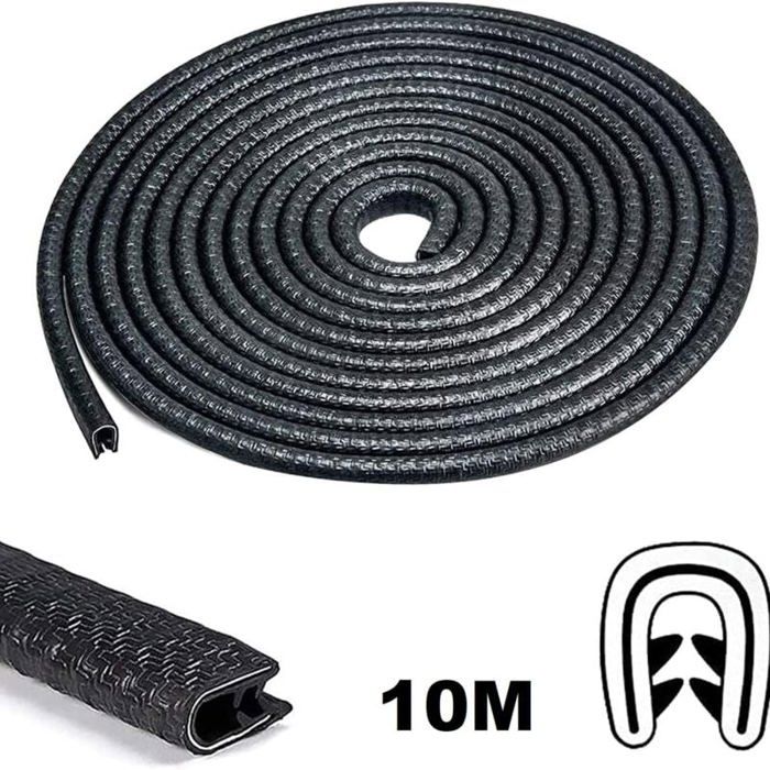 Protection de Bord de portière de Voiture Noire 10 m sans Colle en Caoutchouc en Forme de U pour la Plupart des Voitures