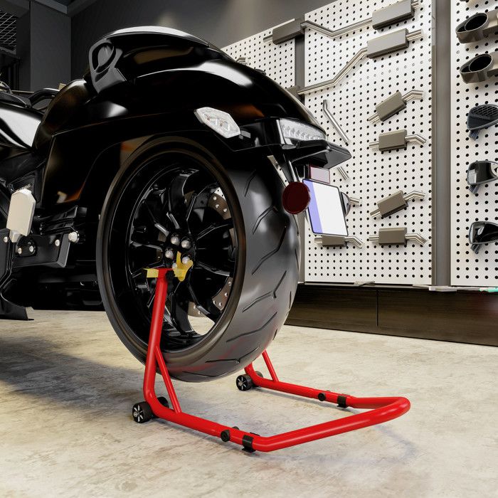 XPOtool Bloque Roue Moto Avant En Acier - Béquille Support Lève-Moto 450kg Pour Pneus 8-24 Pouces