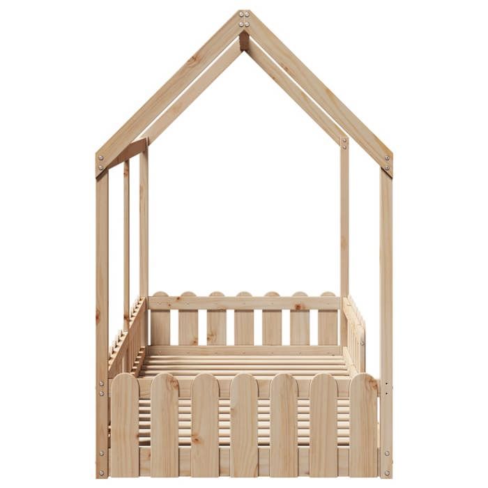 BURKE* Lit simple 90x190 cm Structure de lit classique denfants forme de maison sans matelas pin massif- LL7860