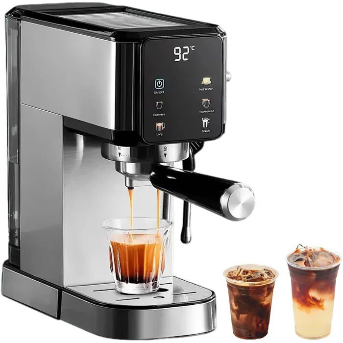 Machine À Cafetière Expresso Avec Buse À Mousse De Lait Puissante1350W Cafetière À Expresso Acier Inoxydable20 BarÉcran T[YC110] - Diane confort