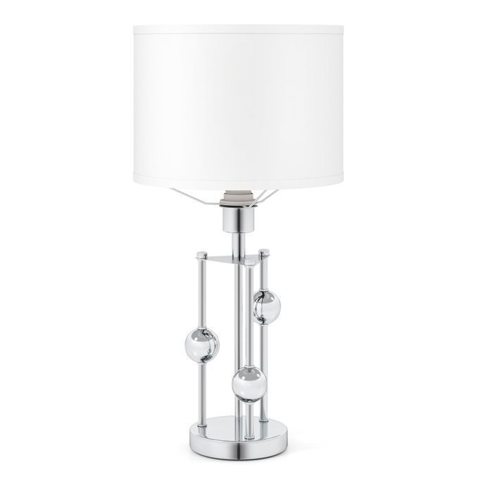 Lampe de Table Moderne Douille E27 COSTWAY-Abat-jour en Lin-3 Boules Décoratives-Interrupteur Pratique-Base Stable-Chambre Salon