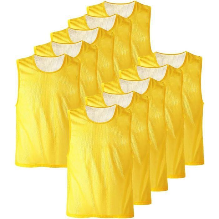 Lot de 10 Chasuble Jaune ajourée simple de taille XXlarge gilet dentrainement Lot de 10 Chasuble Jaune ajourée simple de taille XXlarge gilet dentrainement