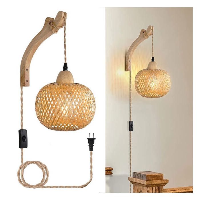 Lampes en bambouappliques murales avec câble intégréappliques murales en rotin tressé à la mainappliques murales de style rustiqu
