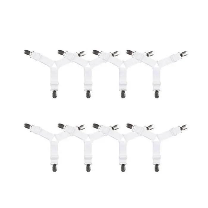 Pinces à draps réglables 15-30cm 8 pcs Matériau résistant Blanc Pour literie canapé