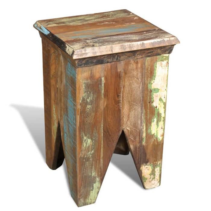 Tabouret Bois de récupération massif style antique - vidaXL - bois massif - 30 x 30 x 45 cm - bois massif - pour cuisine uap45l