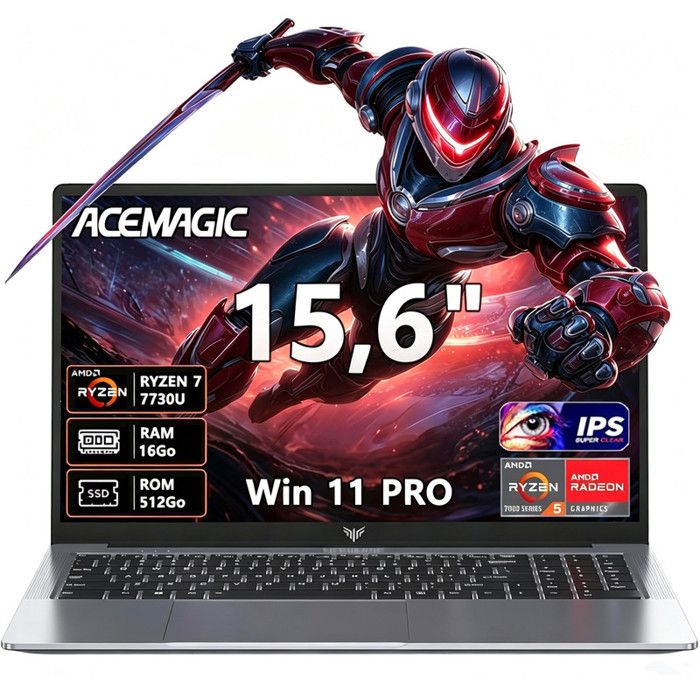 Pc Portable Gamer AceBook 156 Full HD AMD Ryzen 7 7730U(jusquà 45GHz 8C/16T)RAM 16Go DDR4ROM 512Go SSDWiFi 6BT5.2USB 3.2