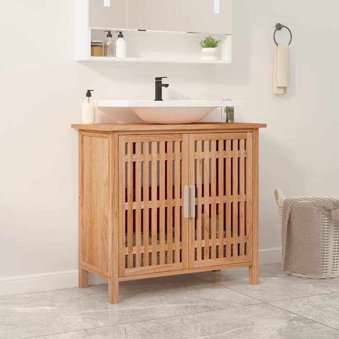 Brun Armoire de salle de bain 66x29x615 cm Bois massif de noyer - Meuble Rangement LV31282
