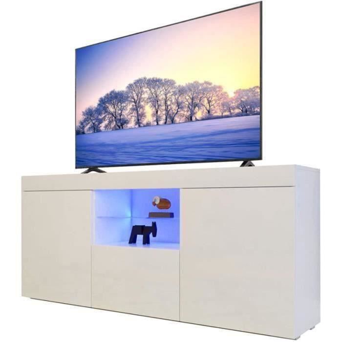 meuble tv - moderne - blanc - 6 cubes de rangement avec portes