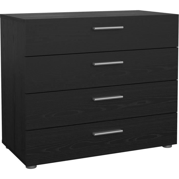 Commode PEPE 4 Tiroirs - Décor noir - L80 x P40 x H68 cm