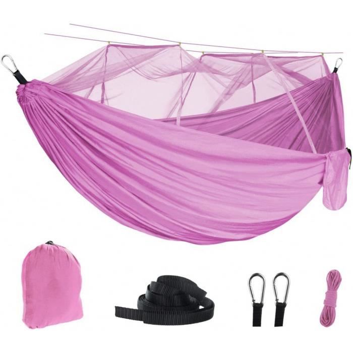 Grand Hamac Avec Moustiquaire Intégrée, Camping, Maille Super Fine, 11.2ft, Noir