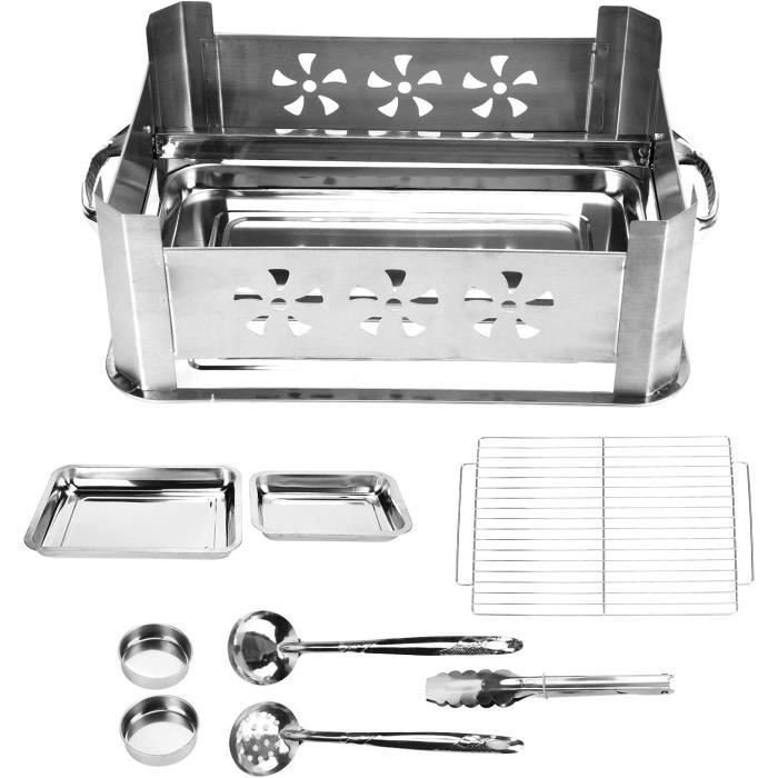Uten Barbecue Portable Petit Barbecue à Charbon de Table Domestique Pliable avec 2 Barbecue Grille Clip Inox Acier Barbecue Extérieur/Camping/Piquenique
