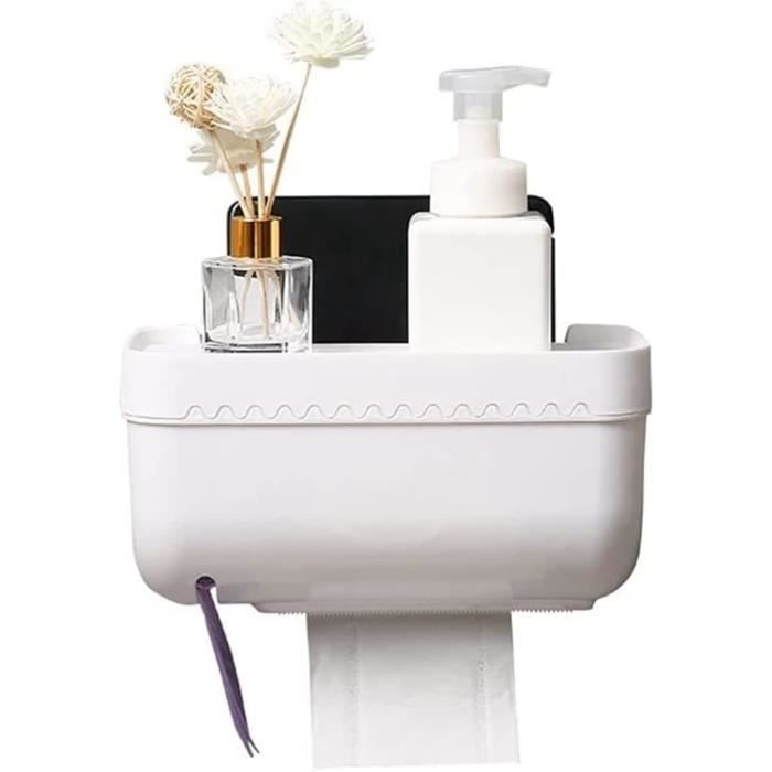4walls Porte Papier Toilette Avec Double Étagère – Gris/Blanc – Étanche – Fixation Murale