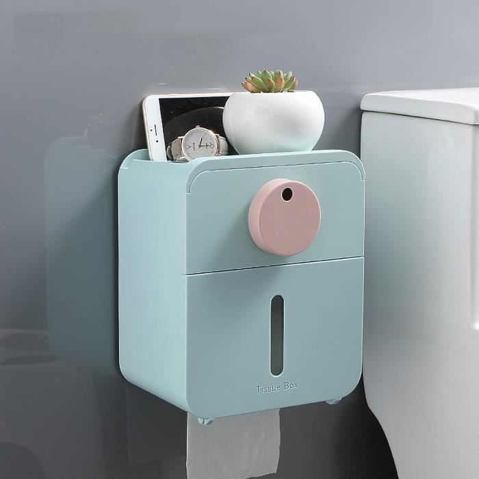 Porte Papier Toilette Mural 2-en-1 Hovea - Avec Rangement Et Support Smartphone, Fixation Avec/sans Perçage, Noir Mat - 6