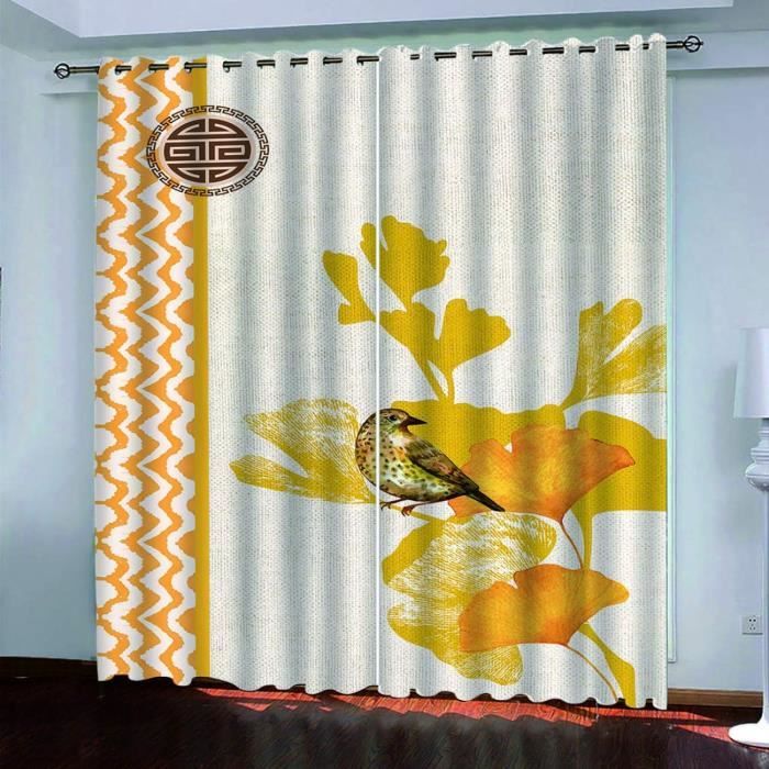 Rideau Occultant Thermiques Phonique Lot De 2 Rideaux Et Draperies Intérieurs 3D Impression Plantes Tropicales Créatives Motif 260X240Cm(LxH) Décoration De Fenêtre Pour Chambre Salon Moderne