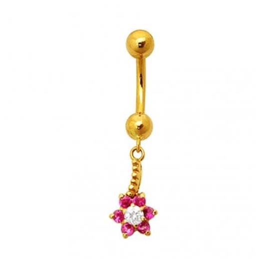 Boucles d/'Oreilles Pendantes en Or Jaune 9 Carats et Pierres Précieuses 4mm