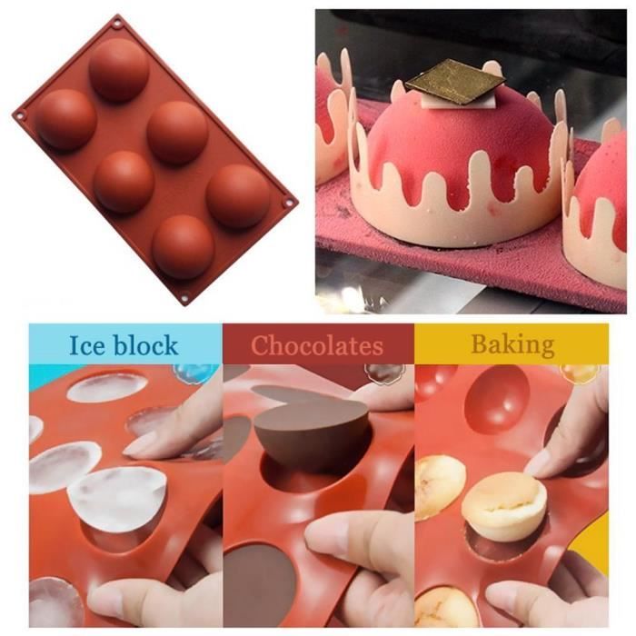 Modele De Silicone De Gateau De Demi Sphere De Moule De 6 Trous Enfant Et Famille De Resistance A Hautes Temperatures Cdiscount Maison