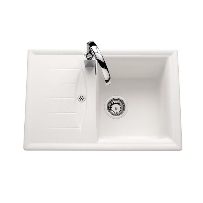 Evier Granit Blanc Grafi 1 Bac 1 Egouttoir 680 Achat Vente Evier De Cuisine Evier Granit Blanc Grafi 1 Cdiscount