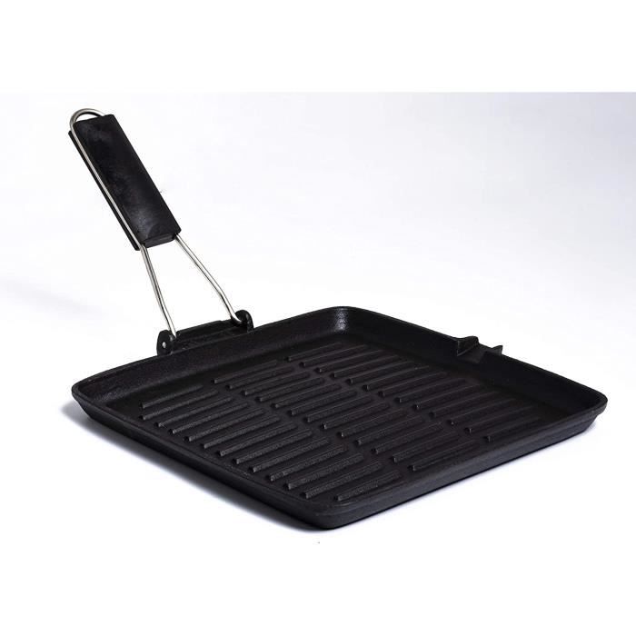 Aeternum Grill Petravera Fonte Avec Poignée Pliante 28x28 Cm - Induction Et Antiadhésif