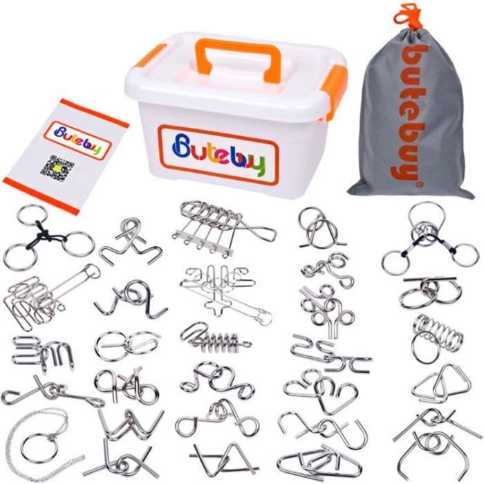 30 Pièces Cassetête en Métal Brain Teaser Puzzle 3D IQ Puzzle Jouet
